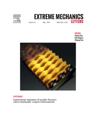 Extreme Mechanics Letters cover for Experimental realization of tunable Poisson’s ratio in deployable origami metamaterials